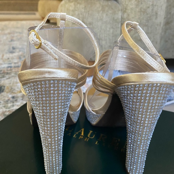 NIB! LAUREN RALPH LAUREN FIONA RHINESTONE PLATFORM SANDAL - Size 5 - Picture 4 of 11